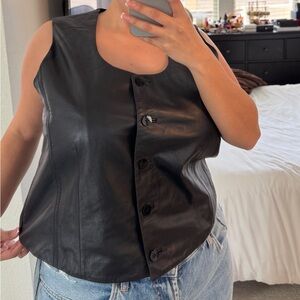 Black Leather Sleeveless vest